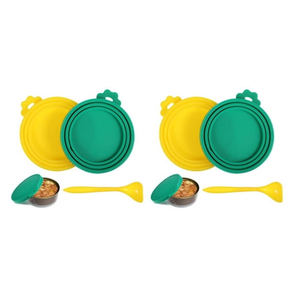 Langgg Bouchon de Conservation Scellé avec Couvercle en Conserve Pratique et Portable Facile à Nettoyer Mignon Pratique Jaune+cuillère+vert 2ensemble