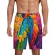 thumbnail image 1 of Balery Vibrant Parrot Splash Art Pantalones cortos de pijama de punto de algodón para hombre con cinturilla y bolsillos-Large, 1 of 6