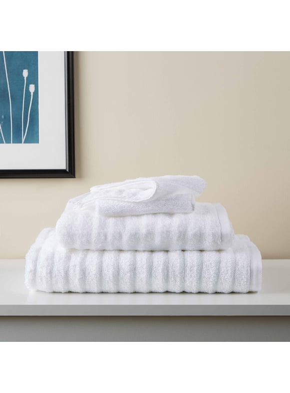 Mainstays Performance Textured Bath Sheet, 62" X 30", Arctic White