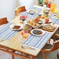 thumbnail image 2 of Blue Striped Geometric Pattern Summer Placemats Table Placemats Set Of 4-Linen Kitchen Washable Placemats Table Mats 11.8"x17.7" Non-Slip Heat Resistant, 2 of 6