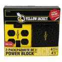 2-Pack Yellow Jacket 4 Outlet Metal Power Block + 2 USB Ports