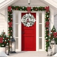 thumbnail image 5 of NIUBWJL Christmas Flower Wreath Door Hanging Wall Hanging Rattan Wreath Atmospheric Scene Decorations Strobiles Handmade Imitation Bow Red Fruit Wreath, 5 of 6