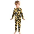 thumbnail image 6 of FORMRS Long Sleeve Top and Pants Pajama Set for Niños 2-Piece Sleepwear, Sizes 18M-8Y, Black Sunflower Pattern, 6 of 6