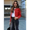 thumbnail image 6 of Womens Cropped Blazer Jacket Collarless Button Down Business Casual Fall Outfits Winter Coats Red M, 6 of 9