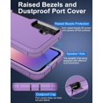thumbnail image 4 of for Samsung Galaxy S23-FE Case, and Glass Screen Protector, Dust-Proof Port Cover, Full Body Silicone Rubber Covered, Non-Slip Drop-Proof Phone Case for S23 FE 5G(2023), Black/Purple, 4 of 17