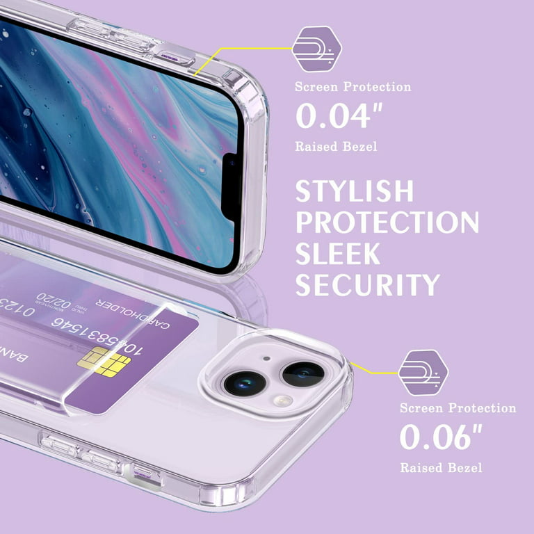 Petocase for iPhone 13 Pro Wallet Case,Card Holder Slot Ultra Bling Slim Thin Clear Flexible TPU Gel Rubber Soft Skin Silicone Protective Phone Case