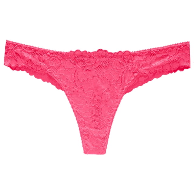 TOWED22 Strings pour Femmes Culottes String Taille Basse Dentelle (Rose Vif)