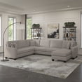 thumbnail image 2 of Stockton 128W U Shaped Sectional Couch with Reversible Chaise in Beige Fabric, 2 of 11
