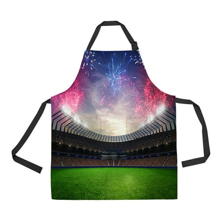 

ECZJNT people fans fireworks cloudy sky Adjustable Bib Kitchen Apron with Pockets for Women Men