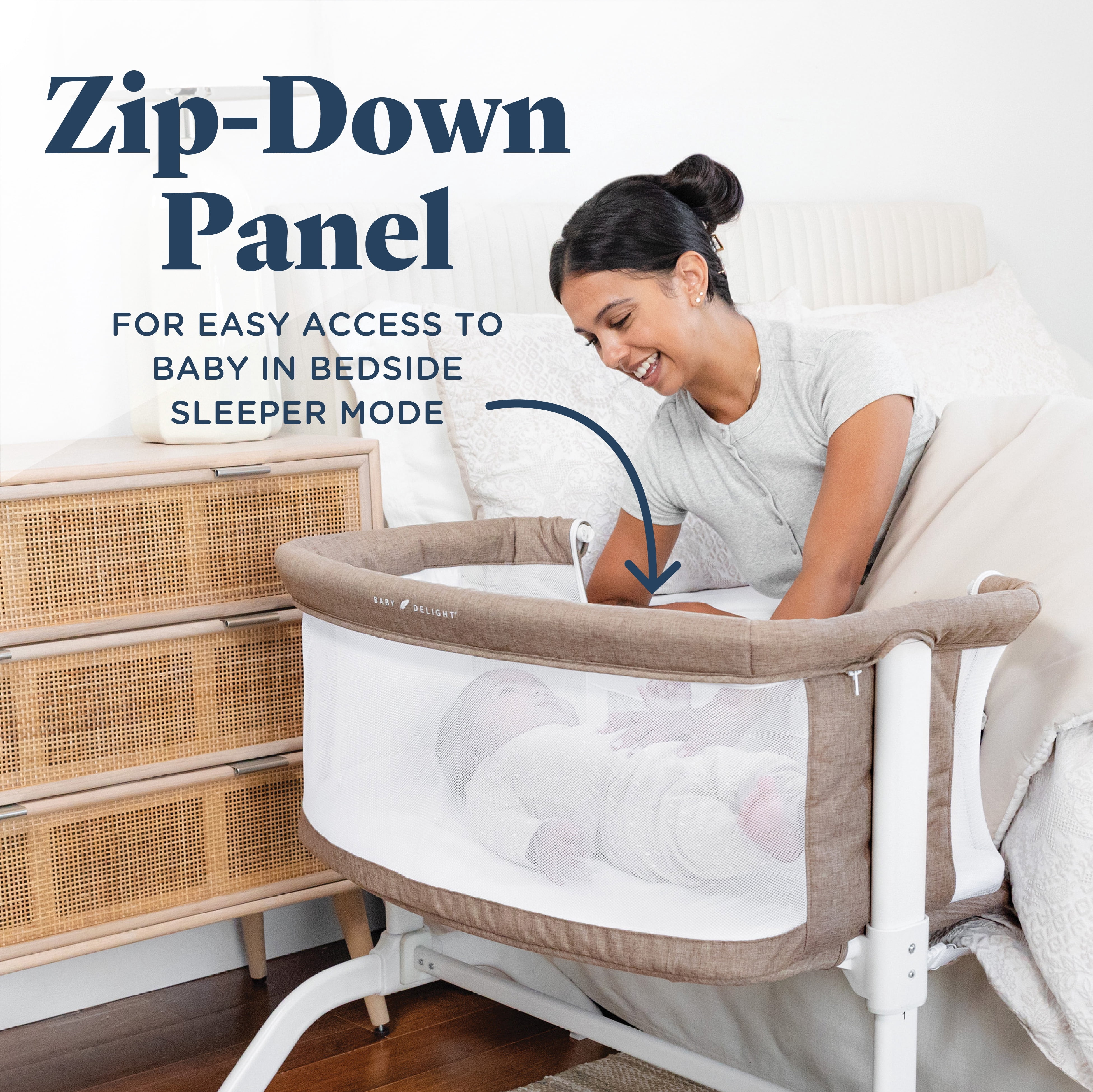 Baby Delight Beside Me Serenity Bassinet and Bedside Sleeper, Mocha Tweed