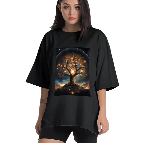 Plus Size Shirt for Women Black Tops for Women Short Sleeves Shirt for Women Trees 11 T Shirt Crewneck Shirt for Women XS