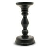 Wood Pillar Candle Holder Set of 2, Black