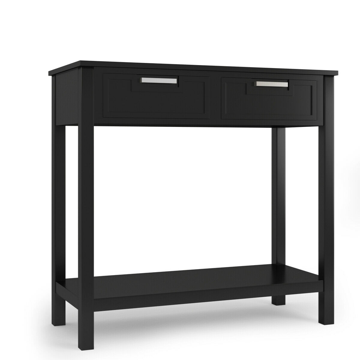 Gymax Console Table with 2 Drawers, Black