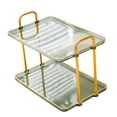 thumbnail image 1 of Bandeja acrílica de 2 niveles para baño, organizador de encimera, resistente a caídas, para cosméticos Verde, 1 of 9