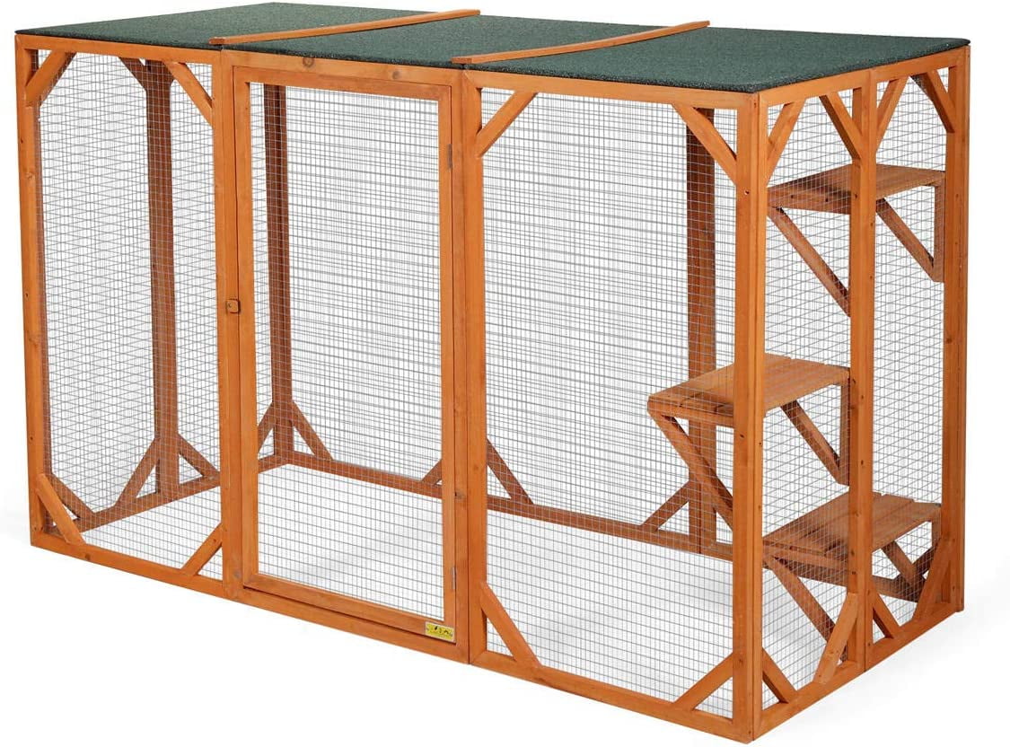 Clearance! Large Wooden Catio Outdoor Cat Enclosure, Outside Cat Cage