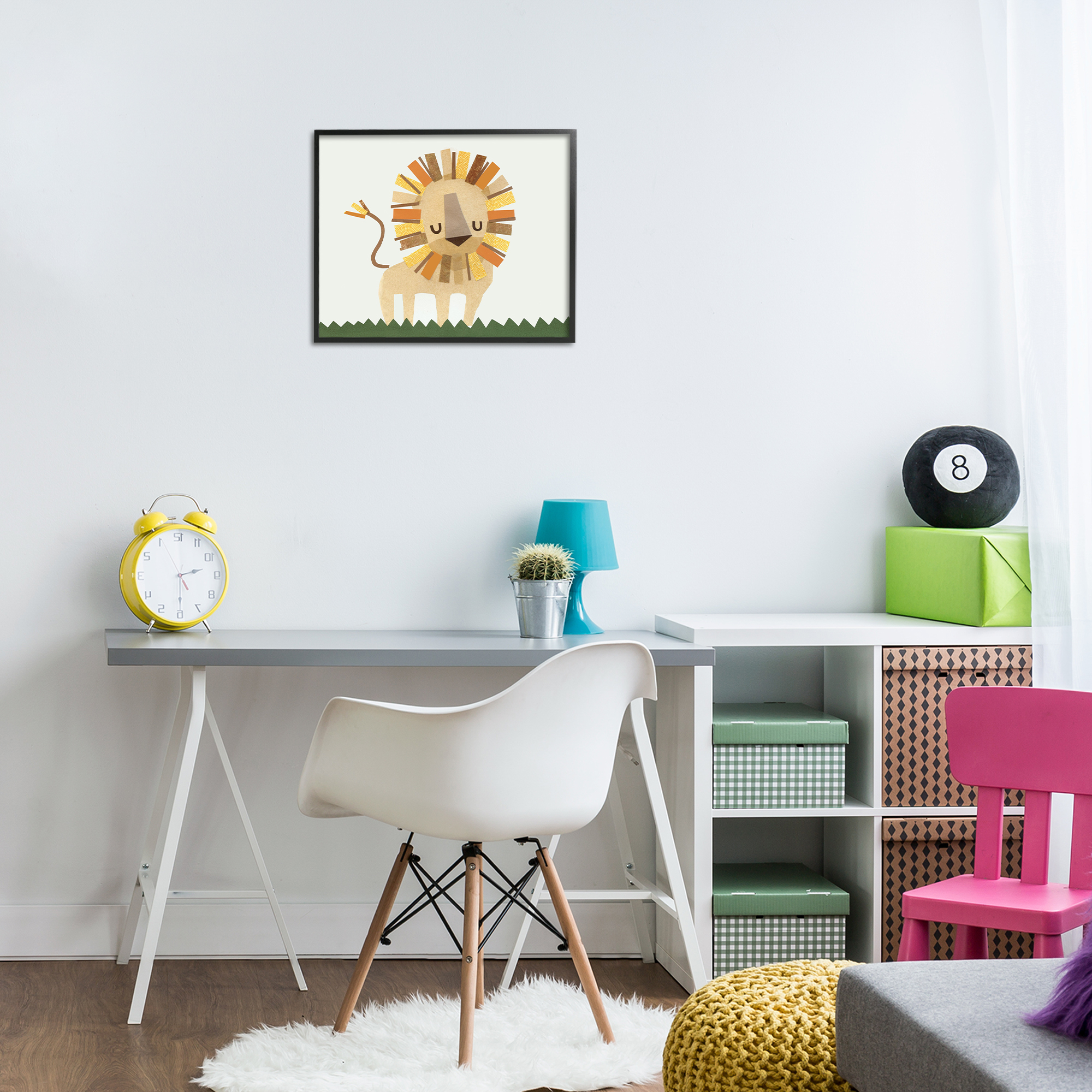 Stupell Industries Cozy Corner Lion Animals & Insects Painting Black Framed Art Print Wall Art, 20 x 16