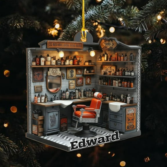 Personalized Barber Ornament, Personalized Barber Uniform Ornament, Custom Hairdresser Christmas Tree Ornament, Ornament Barbershop, Christmas Tree Décor, Barber Ornaments (BBS15) - 3058