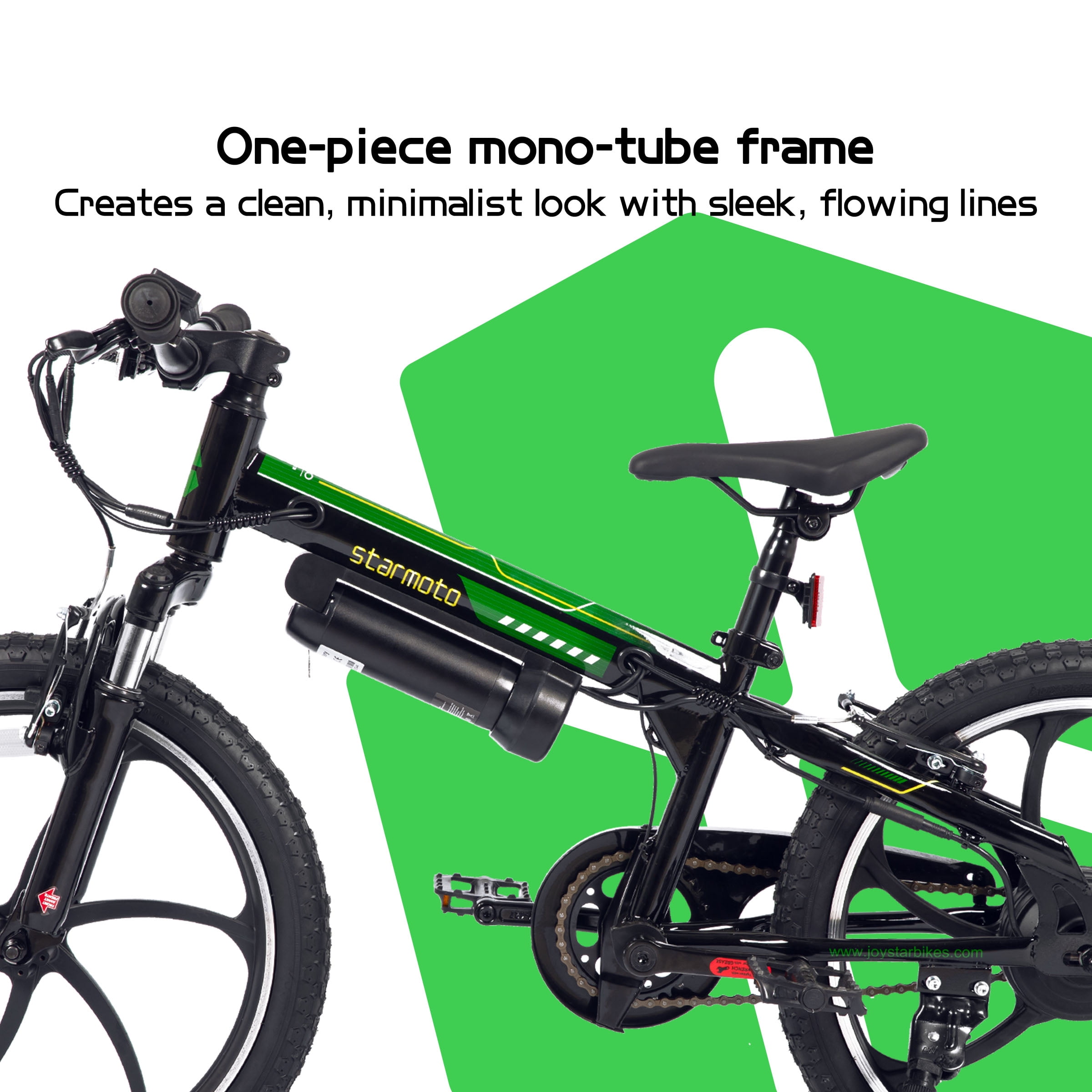 JOYSTAR Radspur Electric Bike 20" with 250W Brushless Motor, 15 Miles 15MPH Electric Mountain Bicycle with Removable Battery, Green
