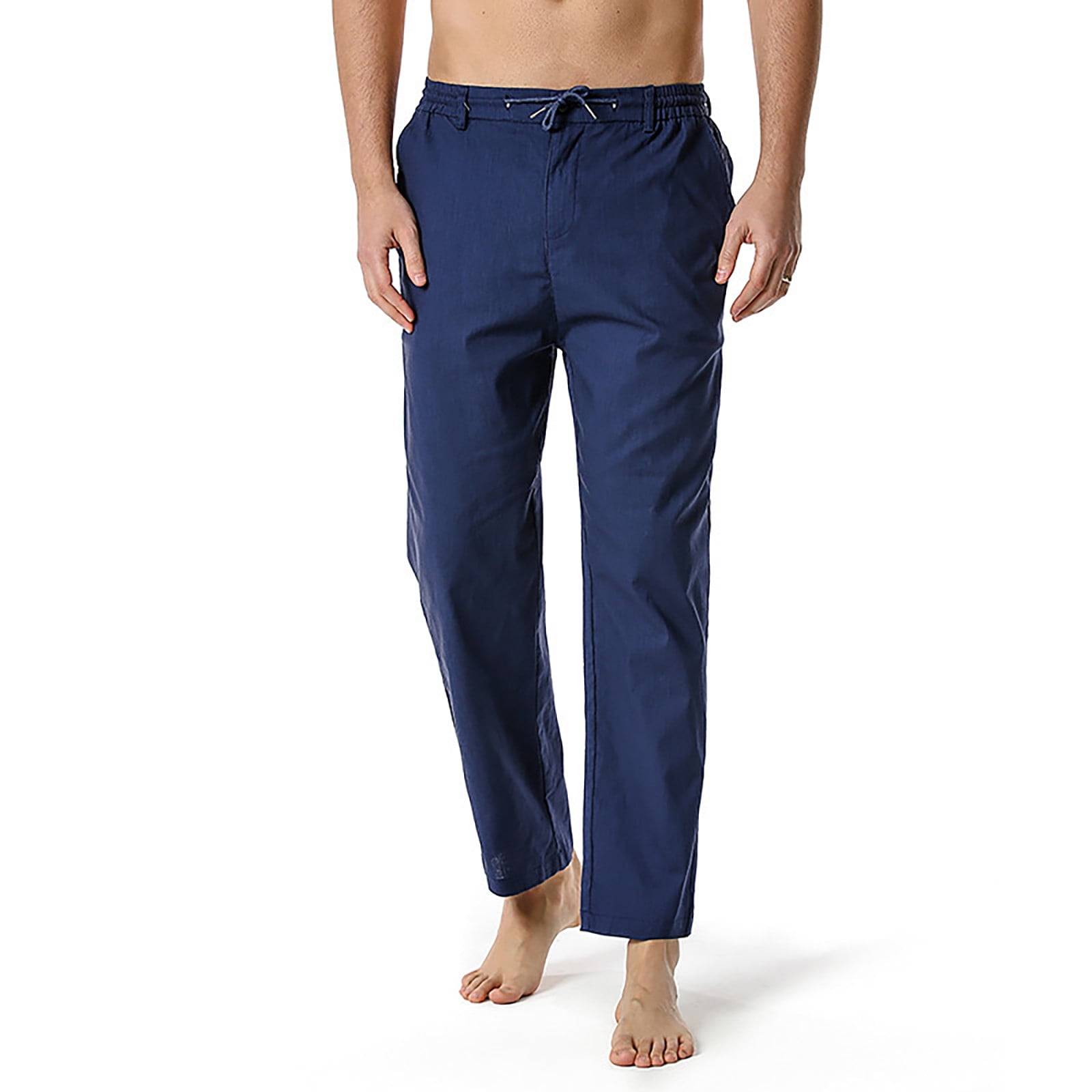 fartey Mens Casual Pants with Elastic Waist Drawstring Half