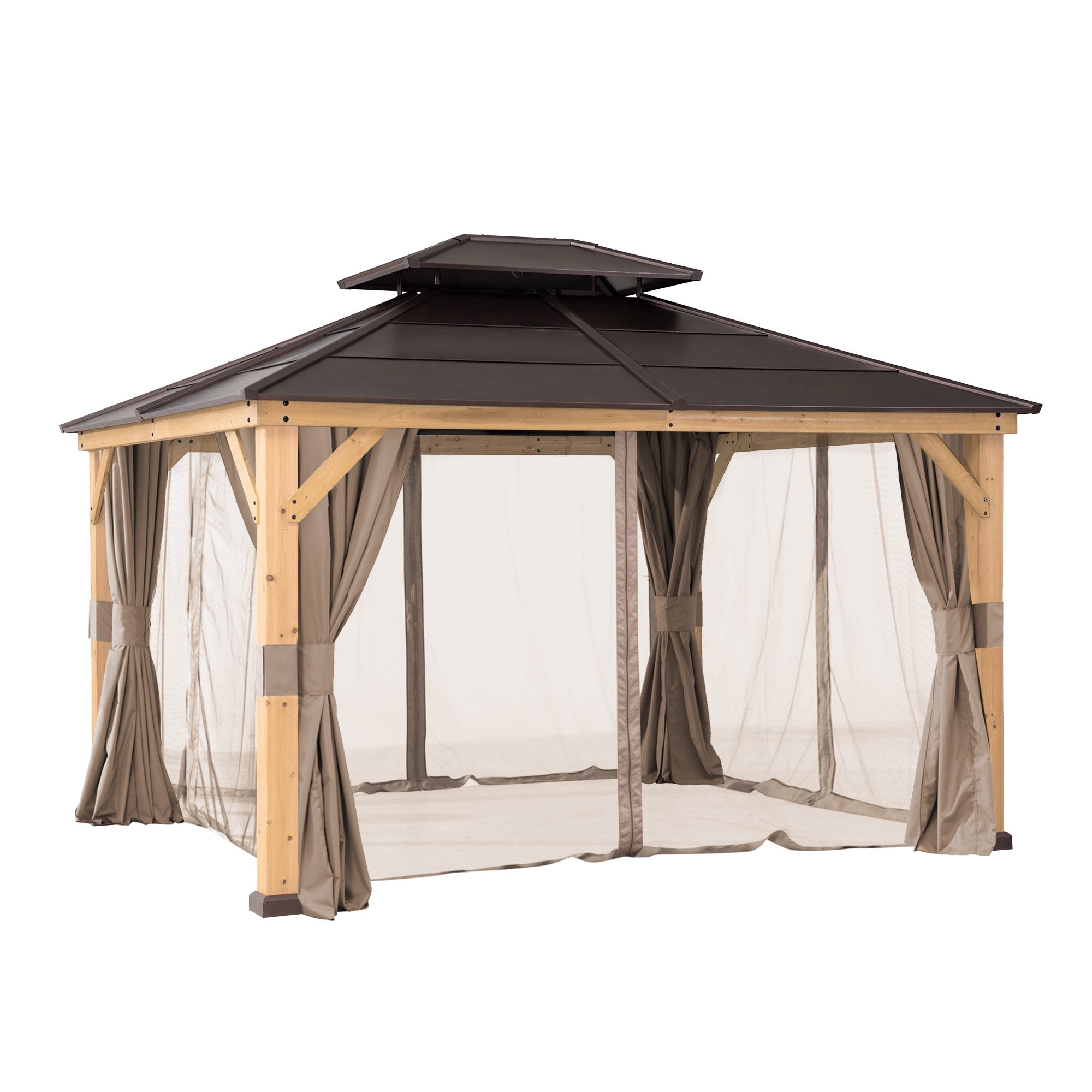 Sunjoy Universal Curtains and Mosquito Netting for 10 ft. × 10 ft. Wood