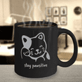 thumbnail image 3 of Gift gor cat lovers , Stay Pawsitive - Black Coffee Mug Porcelain Tea Cup 11 oz - Great Gift, 3 of 5