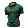 thumbnail image 2 of Mens Mexico Soccer Jersey Game Day 3D Print Polo Shirts Short Sleeve Button Down Football Top 2026 Summer Golf Shirt Dark Green XL, 2 of 4