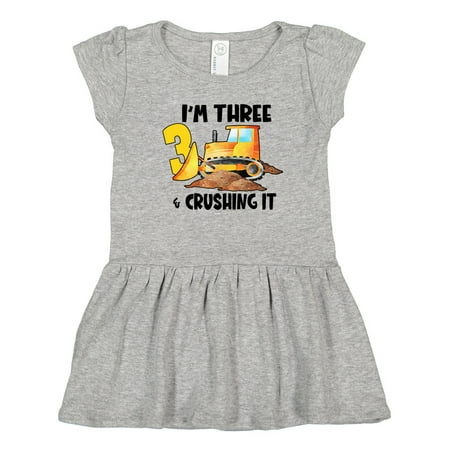 

Inktastic I m 3 and Crushing It Construction 3rd Birthday Gift Toddler Girl Dress