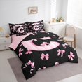 thumbnail image 4 of Feelyou Kawaii Monogrammed C Twin Bedding Sets 7-Piece for Teen, Black Pink Bow-tie Bedding Comforter Set, Cartoon Princess Bow Reversible Sheet Sets, Super Cozy Room Decor, 4 of 8