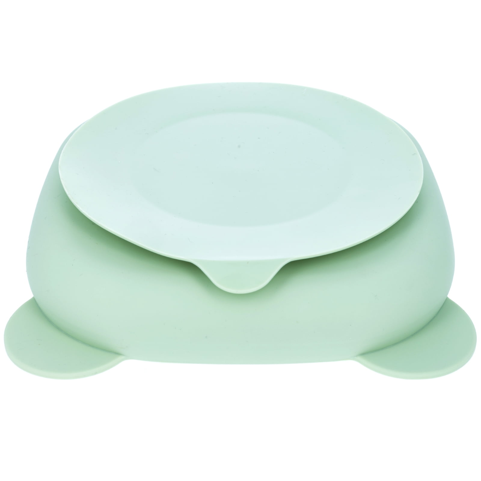 Beille 1pc Green Baby Feeding Essentials Panda Food Grade Silicone Suction Plate