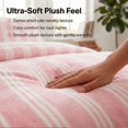 thumbnail image 3 of Plush Pink Striped Duvet Cover Set Queen Size, Ultra Soft Plush Bedding Set, Soft Vintage Romantic Triple Stripe Design, Cozy Feminine Cottage 3-Piece Set, 3 of 9