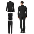 thumbnail image 2 of 4pcs Classic Business Suit - High Quality, Comfortable Fit, Stylish Lapel, Including Blazer, Vest, Pants, Blue Striped Tie, Suitable for Weddings, Parties, Formal Events, Business Meetings, 2 of 8