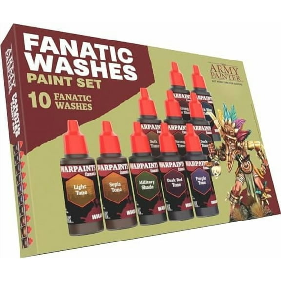 , Warpaints Fanatic Washes Paint Set, 10 x 18 ml Acrylic Paint - Model Paint Washes and Shades for Miniature Models, Warhammer & Dnd miniatures$$