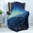 thumbnail image 4 of Cityscape Soft Flannel Fleece Blanket, Skyline at Sunset France European Parisian Landmark Travel Destination Monochrome, Cozy Plush for Indoor and Outdoor Use, 60" x 80", Navy Blue, by Ambesonne, 4 of 5
