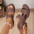 thumbnail image 5 of HNMKIU Sandals for Women Fashion Open Toe Platform Slides Breathable Hollow Out Design Casual Comfort Slippers with Heel Beach Shoes Coffee,8.5, 5 of 9