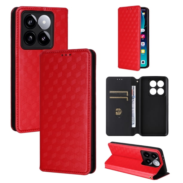 Funda Flip para Xiaomi 14T Pro con Patrón de Cuadros y Cierre Magnético Seguro