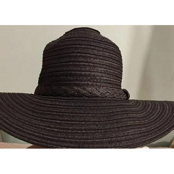 Inc International Concepts Mixed Braid Floppy Hat, Black
