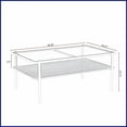 thumbnail image 6 of Contemporary Gray Tempered Glass Coffee Table with White Metal Legs, Easy-Clean & 220lbs Capacity, 6 of 20