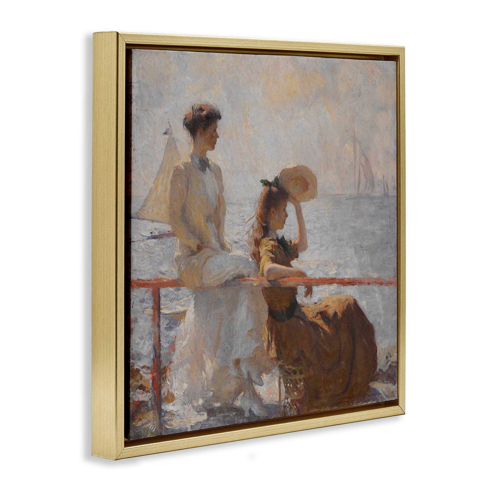 Stupell Industries Classic Summer Day Women People Painting Gold Floater Framed Canvas Art Print Wall Art, 25 x 25