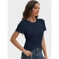 thumbnail image 4 of Women's Basic Solid Active Soft Short Sleeve Crew Neck Top T-Shirts, 4 of 6