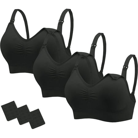 

QWZNDZG Nursing Bras Maternity Bra for Breastfeeding Pregnancy Wireless Bralette with Pads Extenders & Clips Pack of 2/3