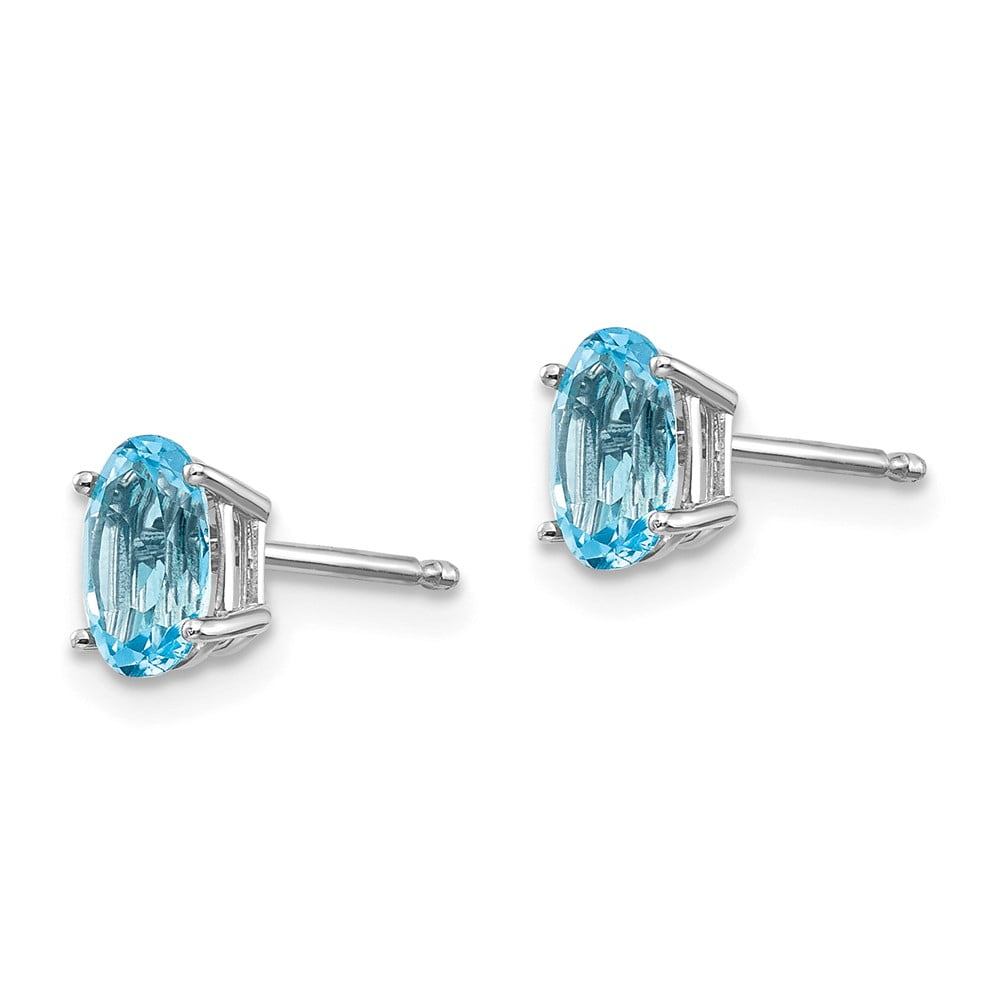 14k White Gold 4mm Blue Topaz Stud Earrings Birthstone December Prong Gemstone Fine Jewelry For Women Gifts For Her 14k White Gold 4mm Blue Topaz Stud Earrings Birthstone December Prong Gemstone Fine Jewelry For Women Gifts For Her