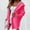 Hot Pink, variant on Women Solid Color Hooded Patchwork Batwing Sleeve Open Sweater Knitted Cardigan