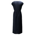thumbnail image 3 of Innerwin Dresses Crew Neck Ladies Dress Beach Solid Color Loose Sundress Dark Blue 2XL, 3 of 5