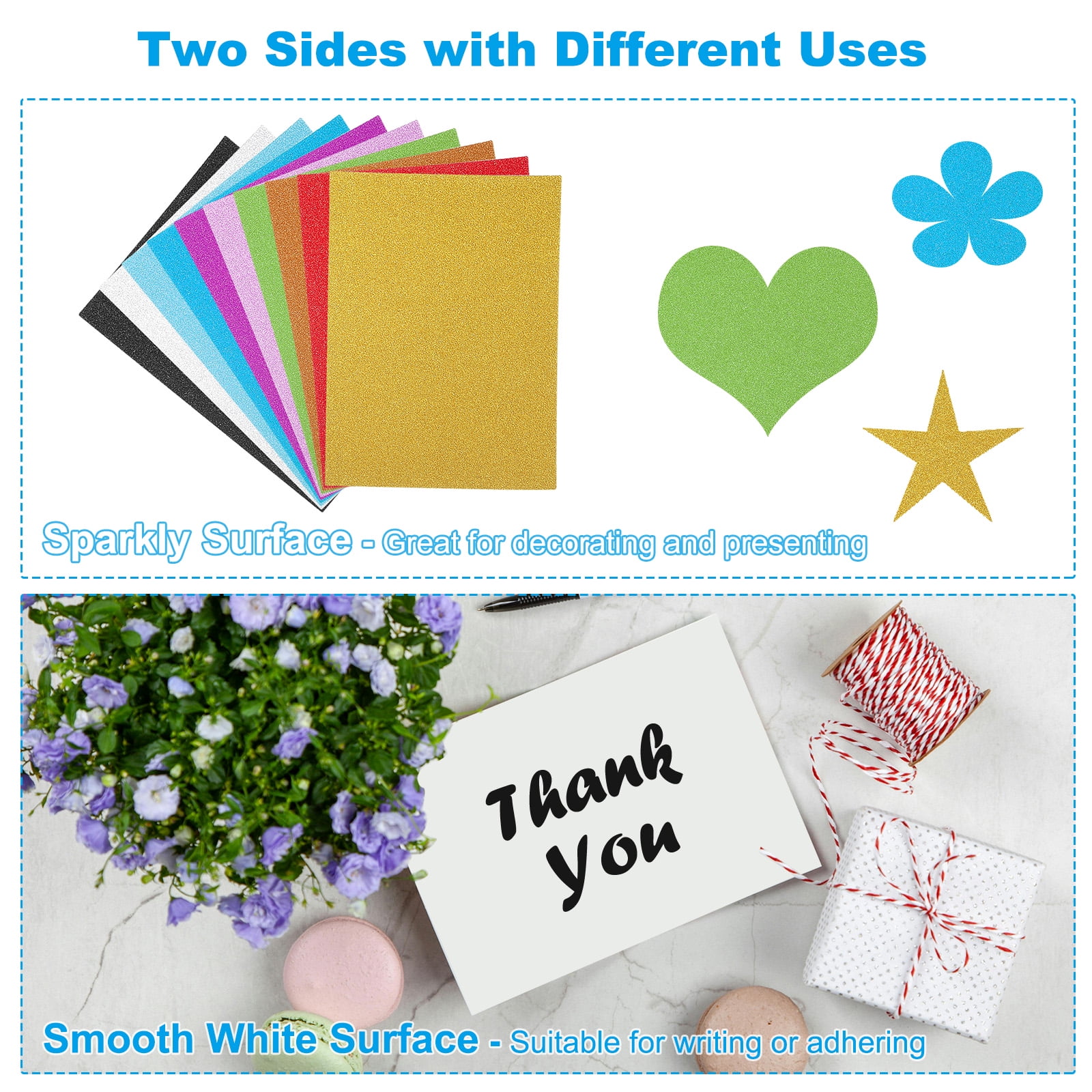 Uxcell Glitters Cardstock, 30Sheets A4 Sparkling No-Shed Shimmer Glitters Paper, Black