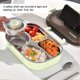 thumbnail image 3 of Fiambreras Bento para estudiantes, fiambrera de acero inoxidable de 45 oz, fiambrera Bento de 4 compartimentos a prueba de fugas con tazón de sopa, cuchara, tenedor y termo adecuado para la escuela, 3 of 5