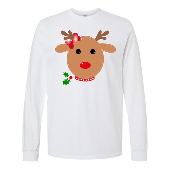 Inktastic Girl Reindeer Long Sleeve T-Shirt