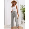 thumbnail image 2 of Chiclily Women Wide Leg Pants with Pockets High Waist Loose Belt Flowy Casual Trousers, US Size Large in Light Gray, 2 of 8