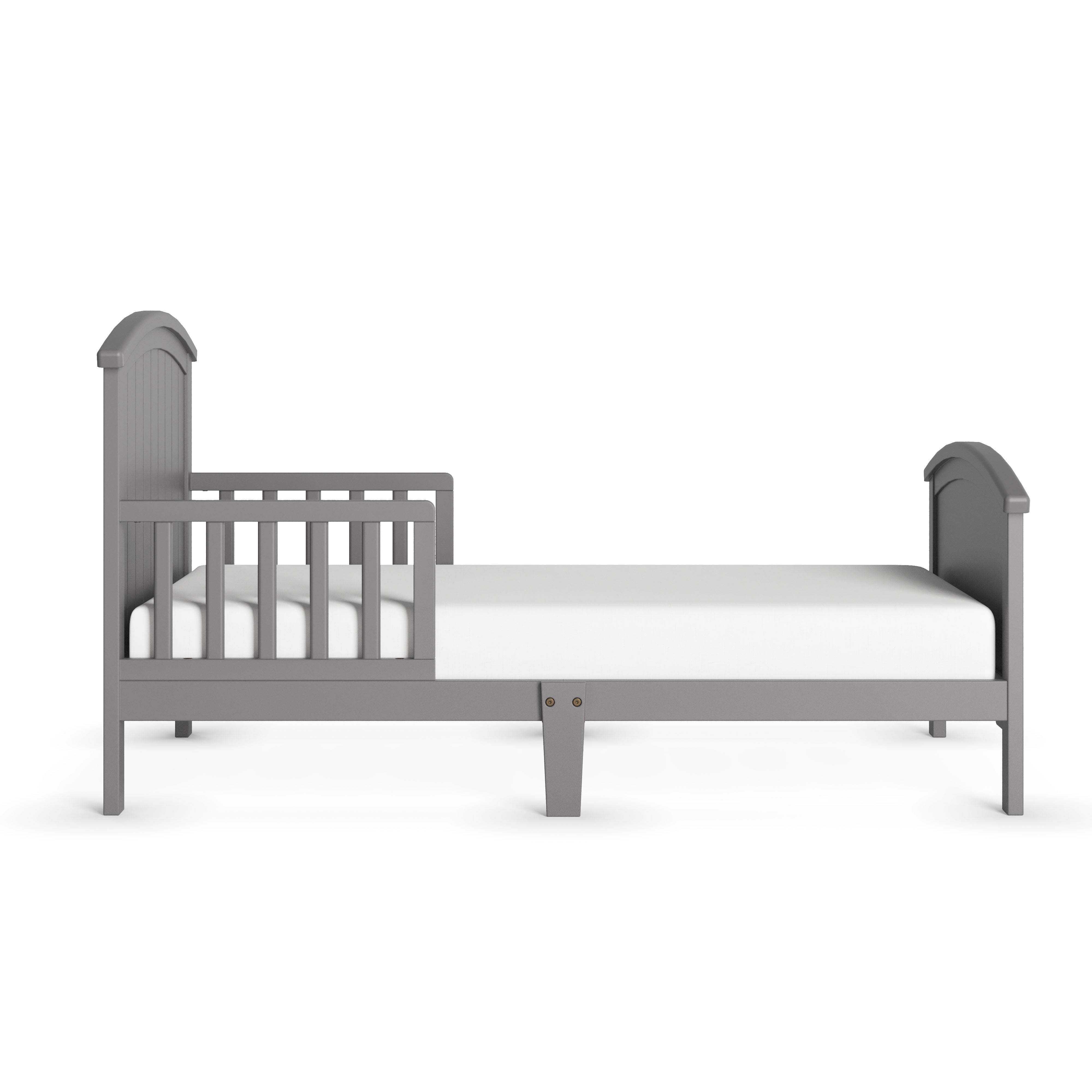 Child Craft Hampton Toddler Bed with Guard Rails, Arch Top, Low to Ground, Pine Wood, Cool Gray