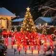 thumbnail image 2 of Solar Christmas Candy Cane Lights, Christmas Candy Cane Lights Outdoor Decorations, Solar Xmas Pathway Markers Lights, Outdoor Decor Stake with Star, Snowflowers & Santa(12 pieces), 2 of 4