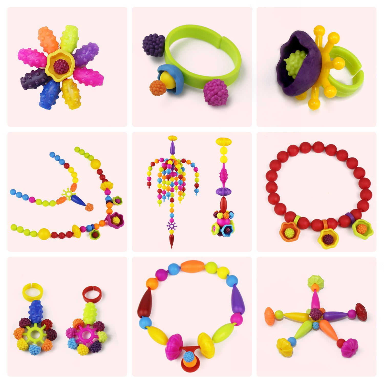 Jewelry Kit Toys for Girls 3-6 Years Snap Pop Beads 520PCS DIY Fashion Fun  Necklace Ring Bracelet Art Crafts Toys 